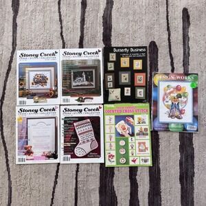 Lot of 7 Stoney Creek Cross Stitch Magazines Butterfly Business & Clown Kit